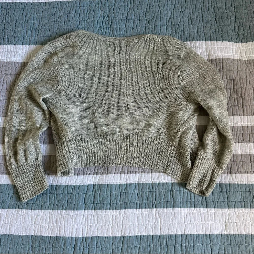 Express Y2K Vintage Merino Alpaca Mohair Gray Silver Crop Sweater XS